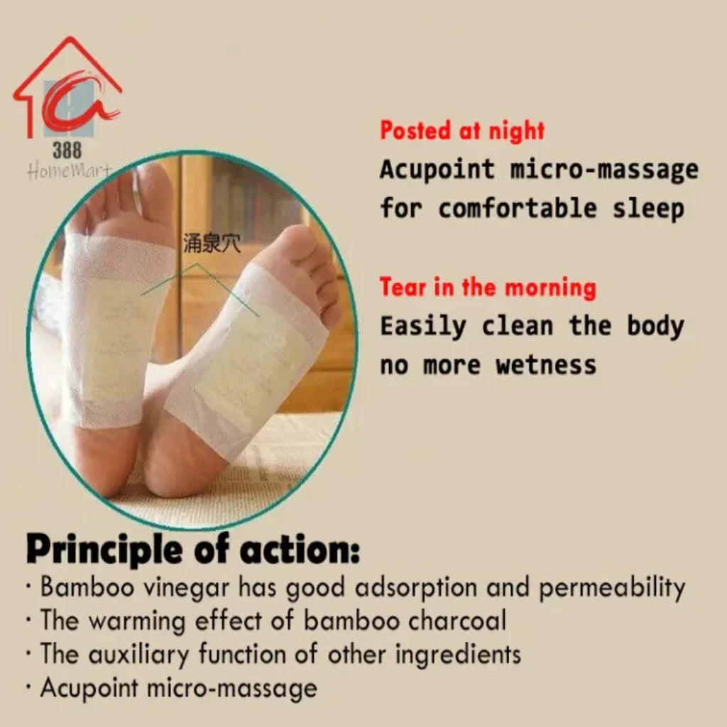 100% Herbal & Gentle Ingredient Detox Foot Pads (1 BOX = 10 PATCHES-BUY 1 GET 1 FREE)