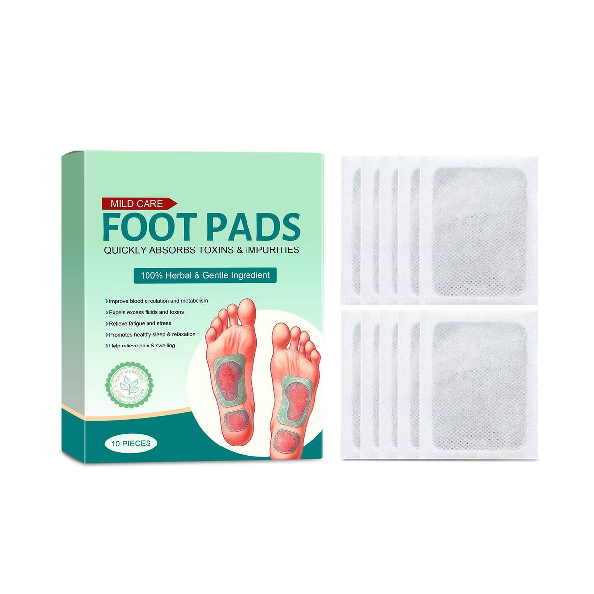 100% Herbal & Gentle Ingredient Detox Foot Pads (1 BOX = 10 PATCHES-BUY 1 GET 1 FREE)